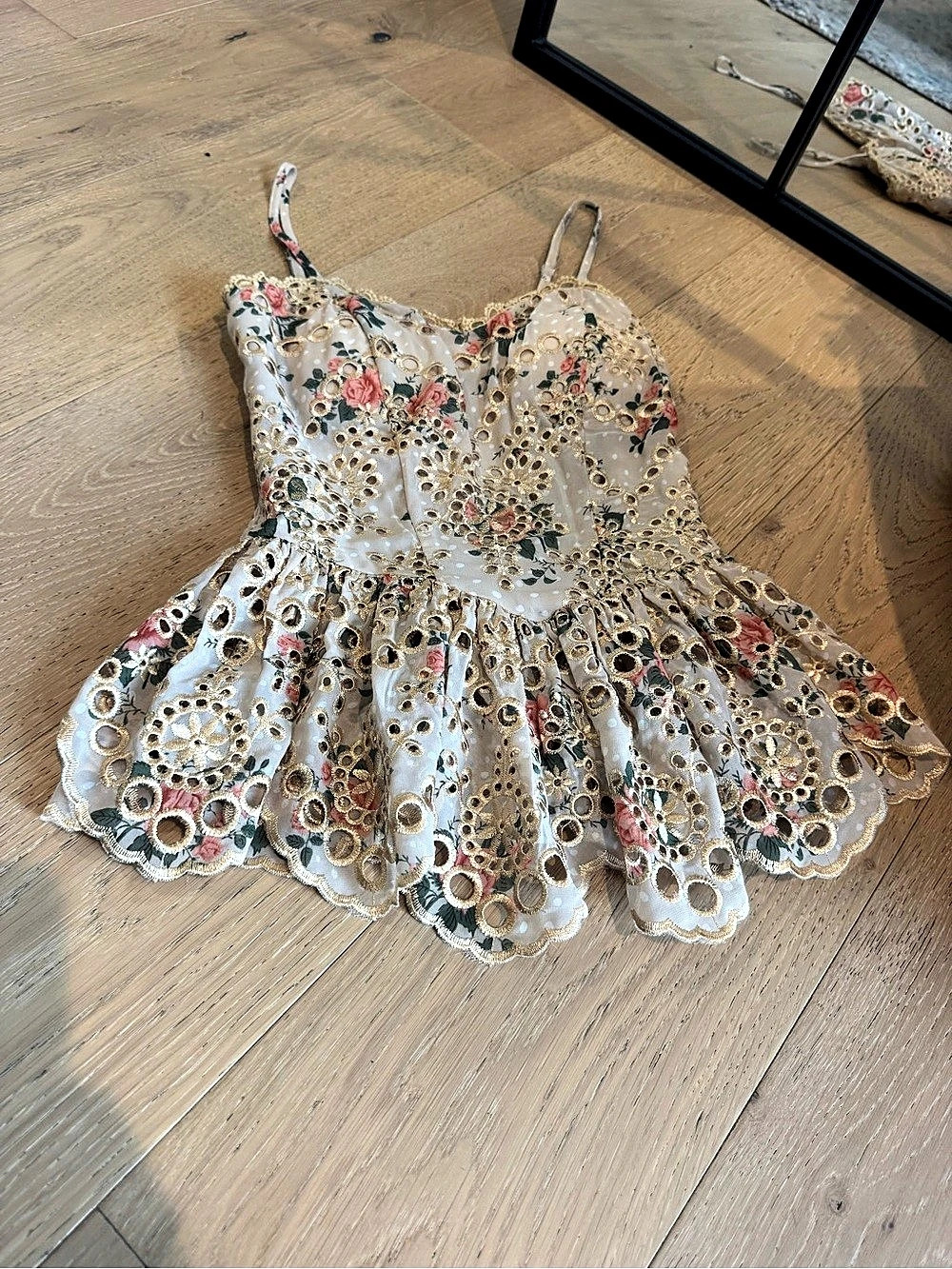 Floral Eyelet Peplum Tank- Size S | Cottagecore Romantic Date Night